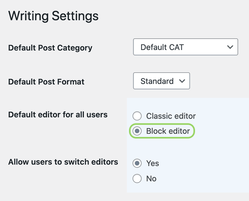 Classic Editor settings